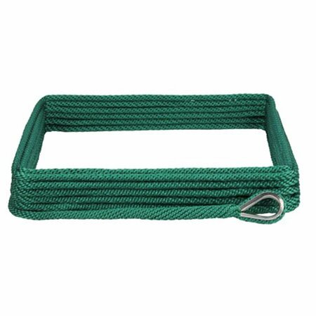 LASTPLAY 0.37 in. x 150 ft. Solid Braid MFP Anchor Line with Thimble Forest Green LA3095591